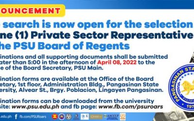 The search for the selection of one (1) Private Sector Representative to the PSU Board of Regents is EXTENDED